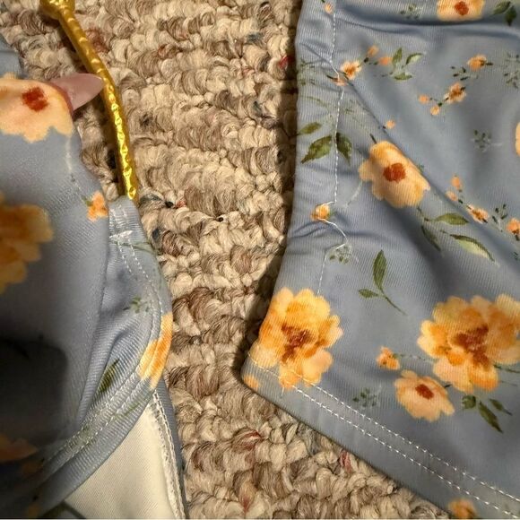 NWT Aqua x Kristopher Brock Floral Blue One Piece Swimsuit- Size Medium - Picture 4 of 10